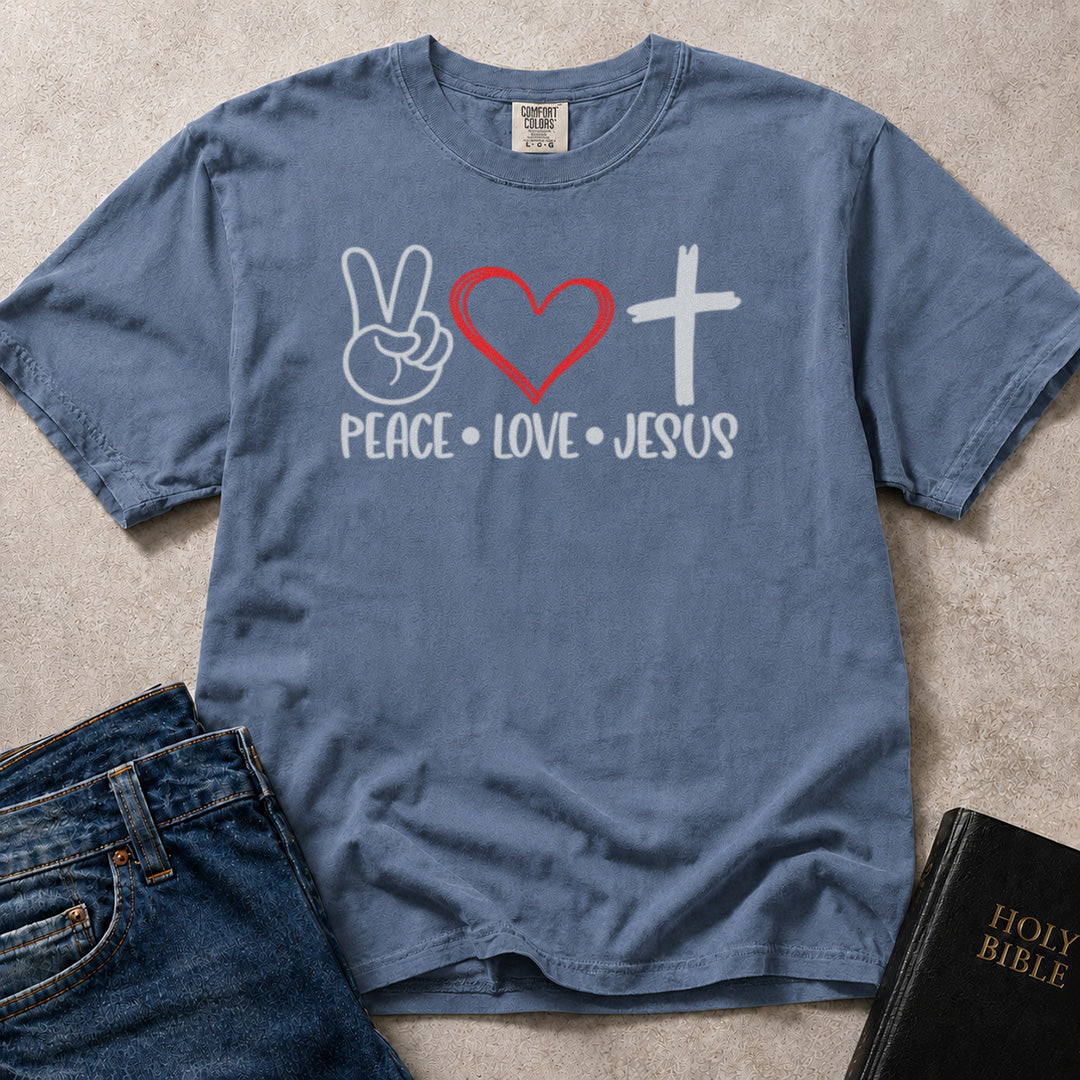 Blue (Blue Jean) Comfort Colors® 1717 Christian tshirt showcasing uplifting typography with a hopeful faith inspired theme.