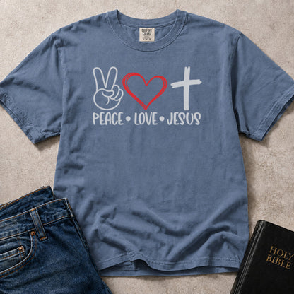 Blue (Blue Jean) Comfort Colors® 1717 Christian tshirt showcasing uplifting typography with a hopeful faith inspired theme.
